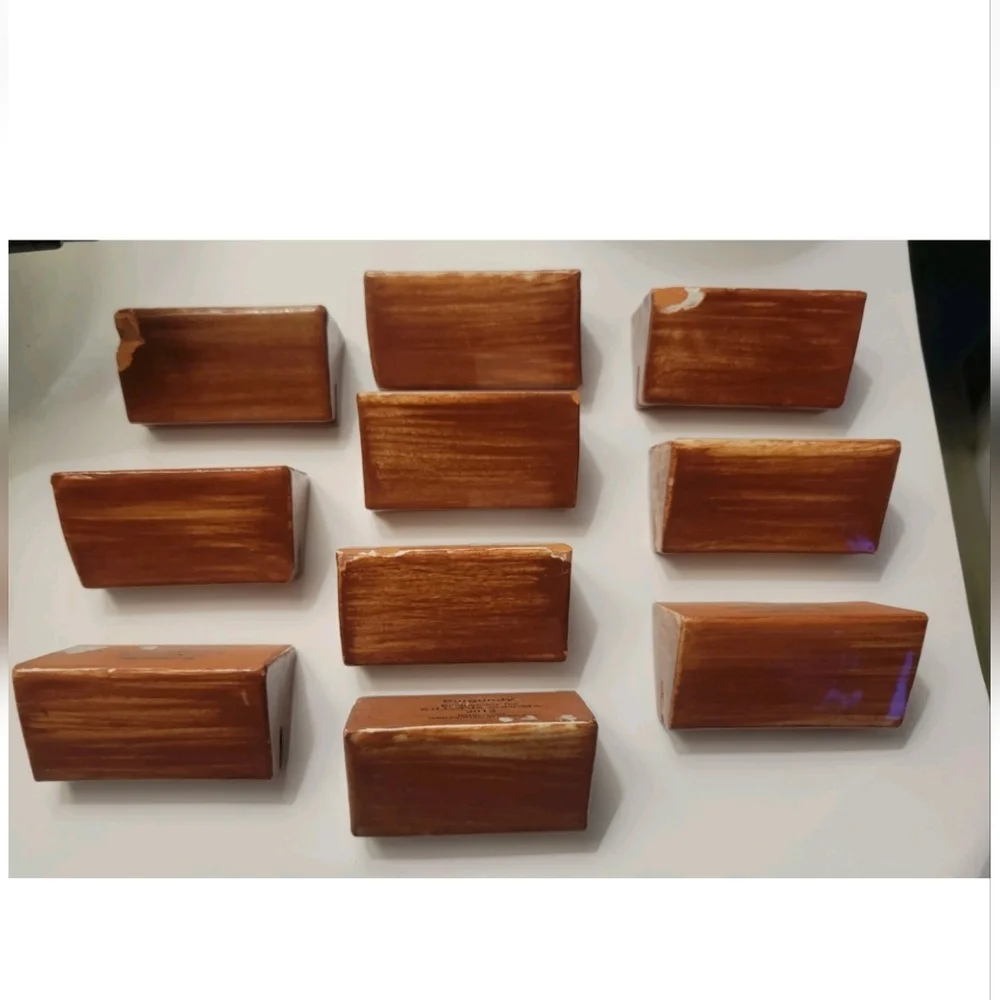 Set 10 Williams Sonoma Painted Ceramic Place Card Holders Brown Burgundy 2012